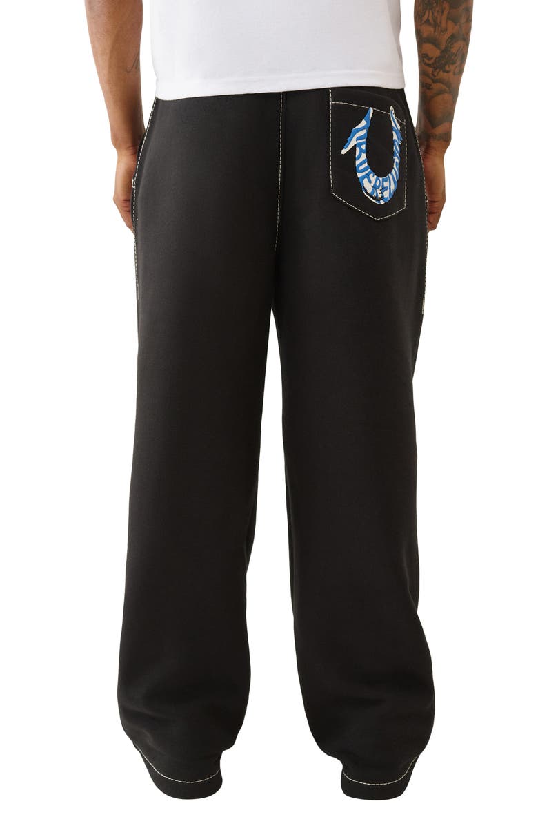 True Religion Painted Horseshoe Baggy Big T Sweatpants, Alternate, color, Jet Black