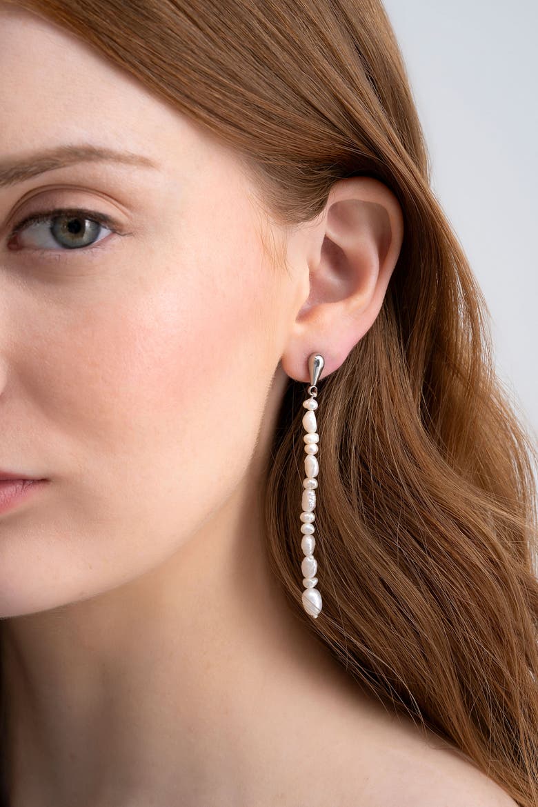 Dew Pearl Strand Earrings, Alternate, color, Silver