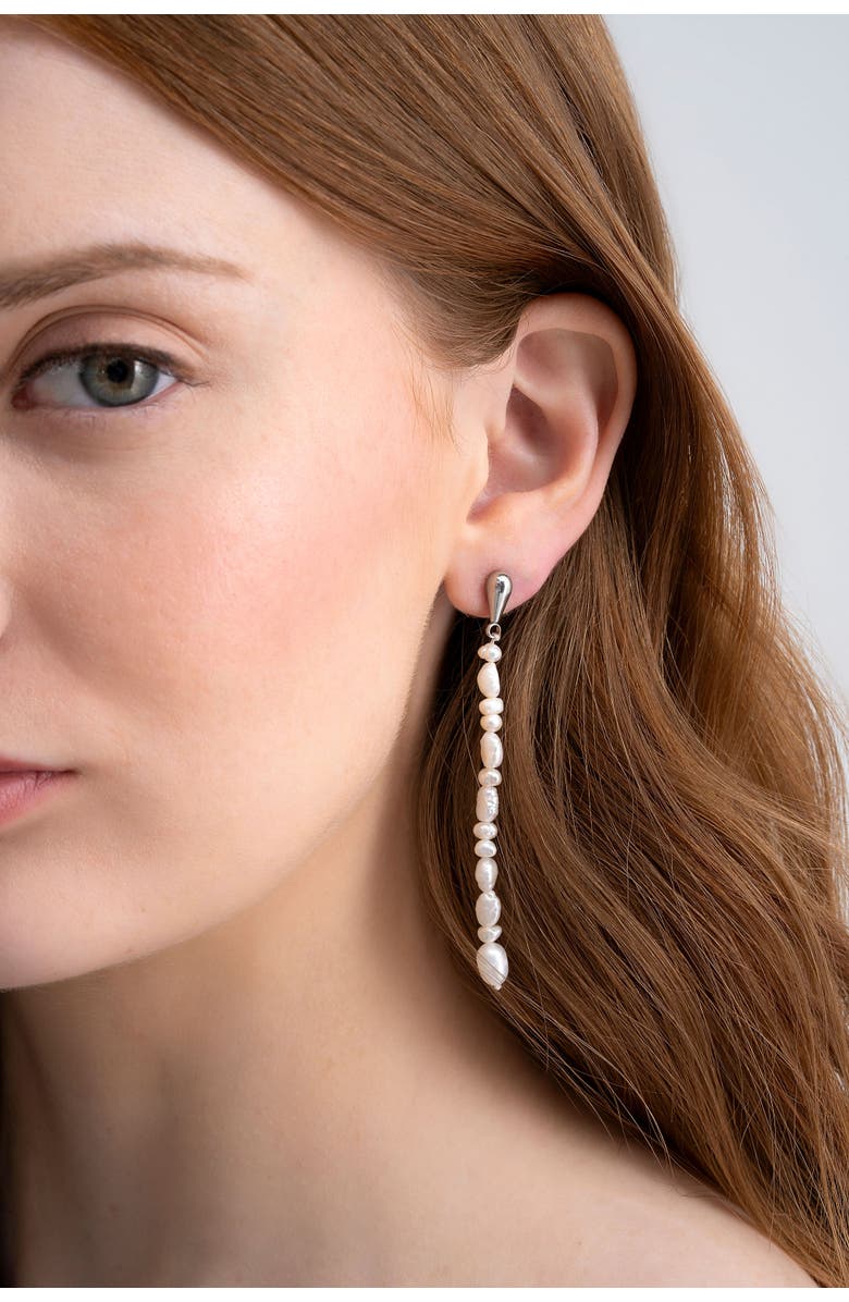 Zynnia Collective Dew Pearl Strand Earrings, Alternate, color, Silver