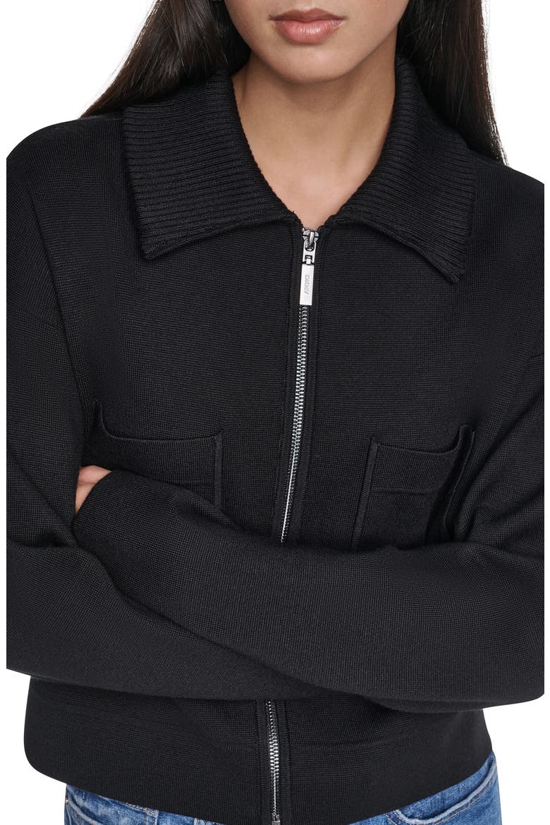 Essentials Zip Up Sweater Jacket, Alternate, color, BLACK
