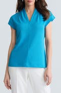 KASPER Textured Funnel Neck Knit Top