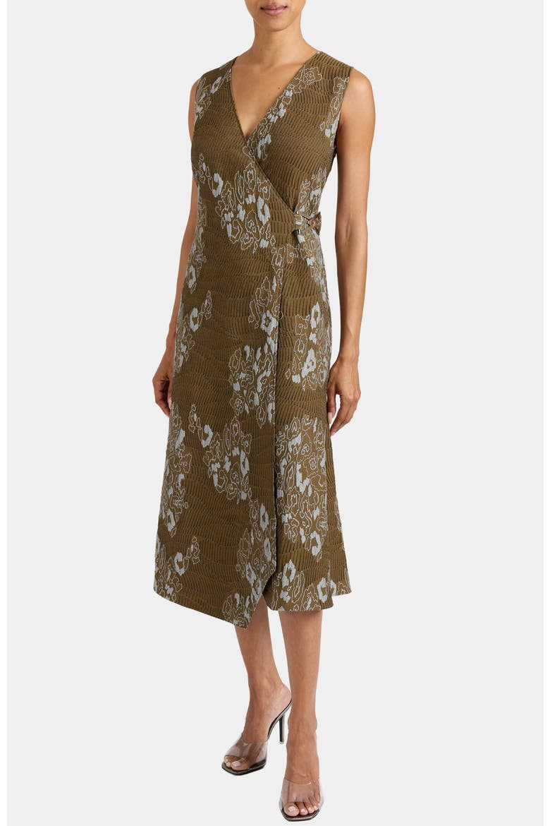 Ursa Sleeveless Faux Wrap Dress, Alternate, color, SAHARA