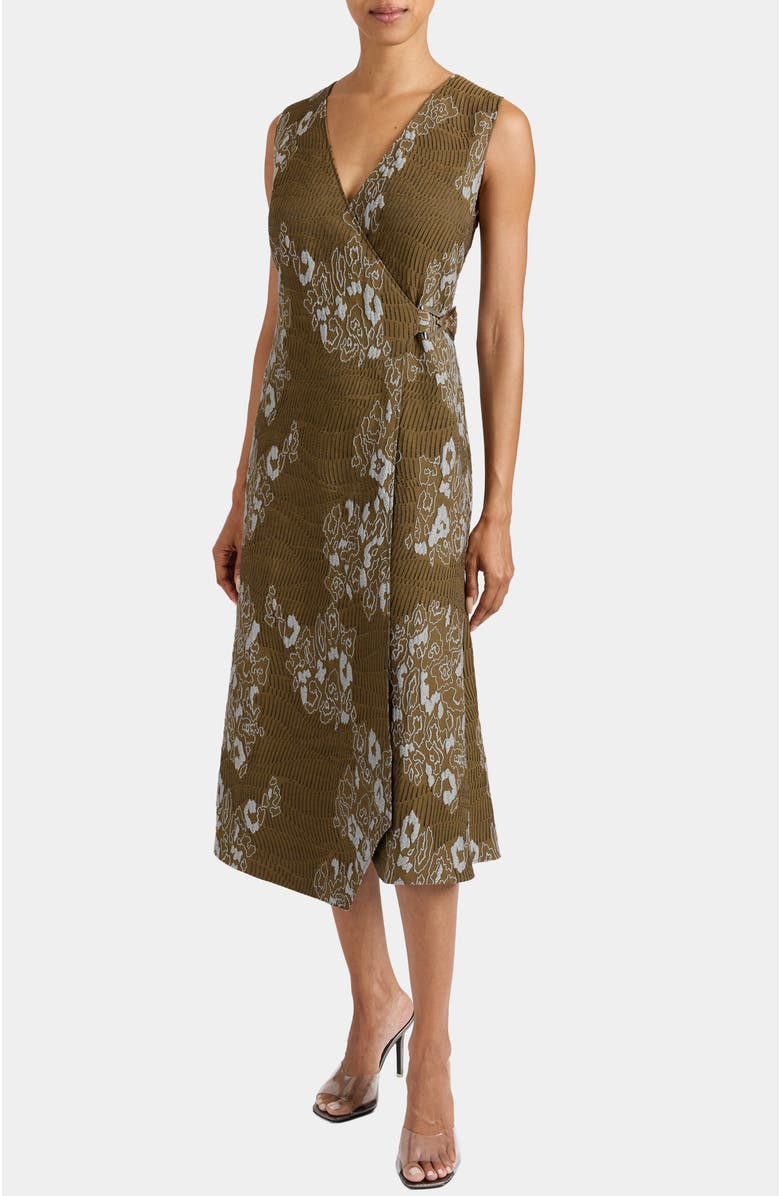 Santorelli Ursa Sleeveless Faux Wrap Dress, Alternate, color, Sahara