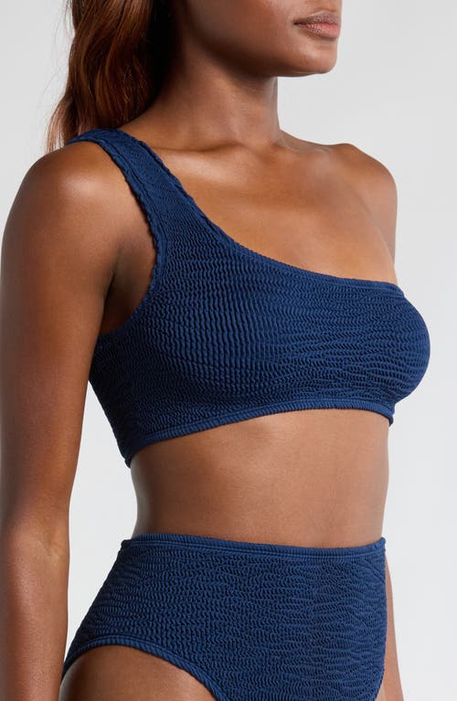 Cleonie Seascape One-shoulder Bikini Top In Navy