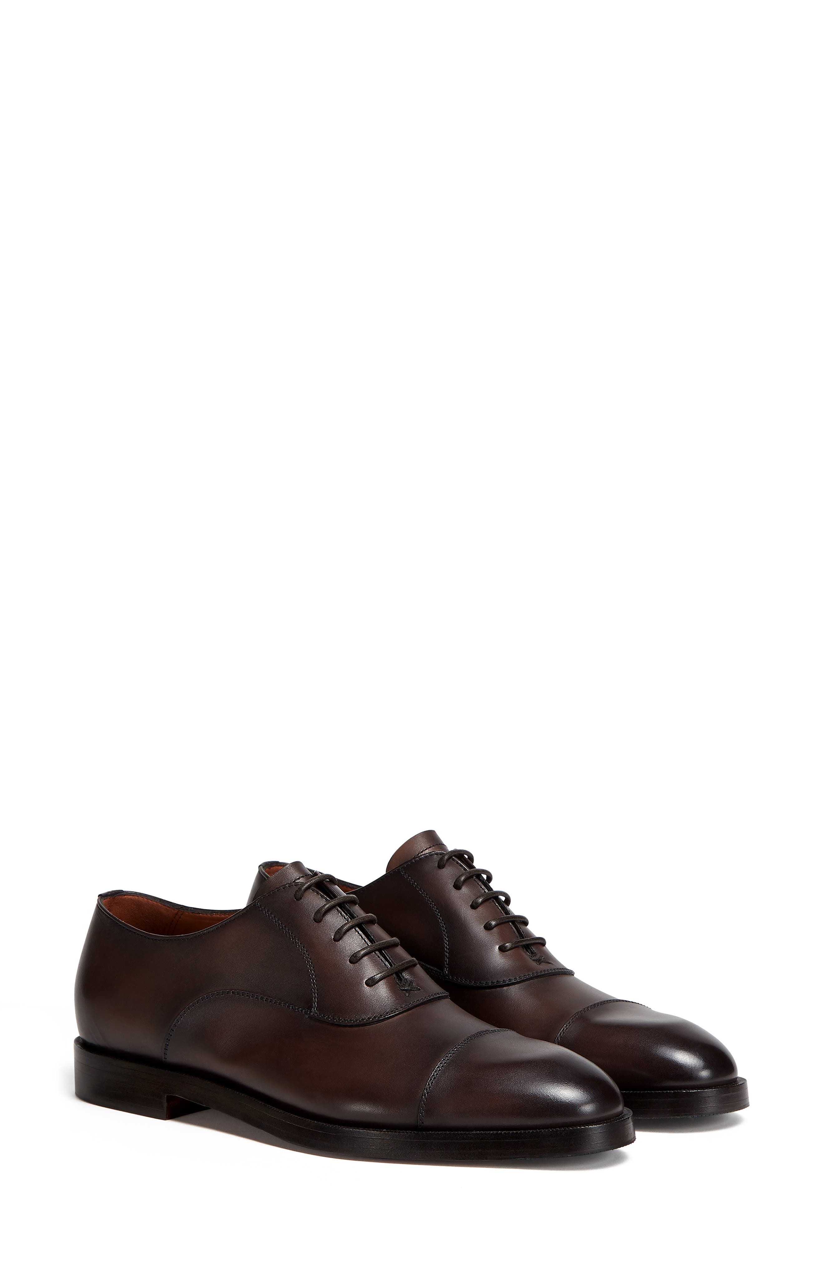 ZEGNA Torino Cap Toe Oxford, Main, color, Dark Brown