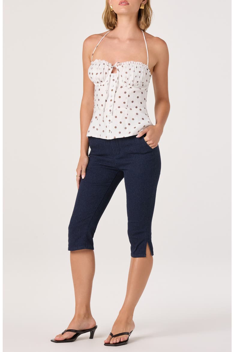 Lizzie Polka Dot Lace Trim Halter Top, Alternate, color, WHITE POLKA DOT