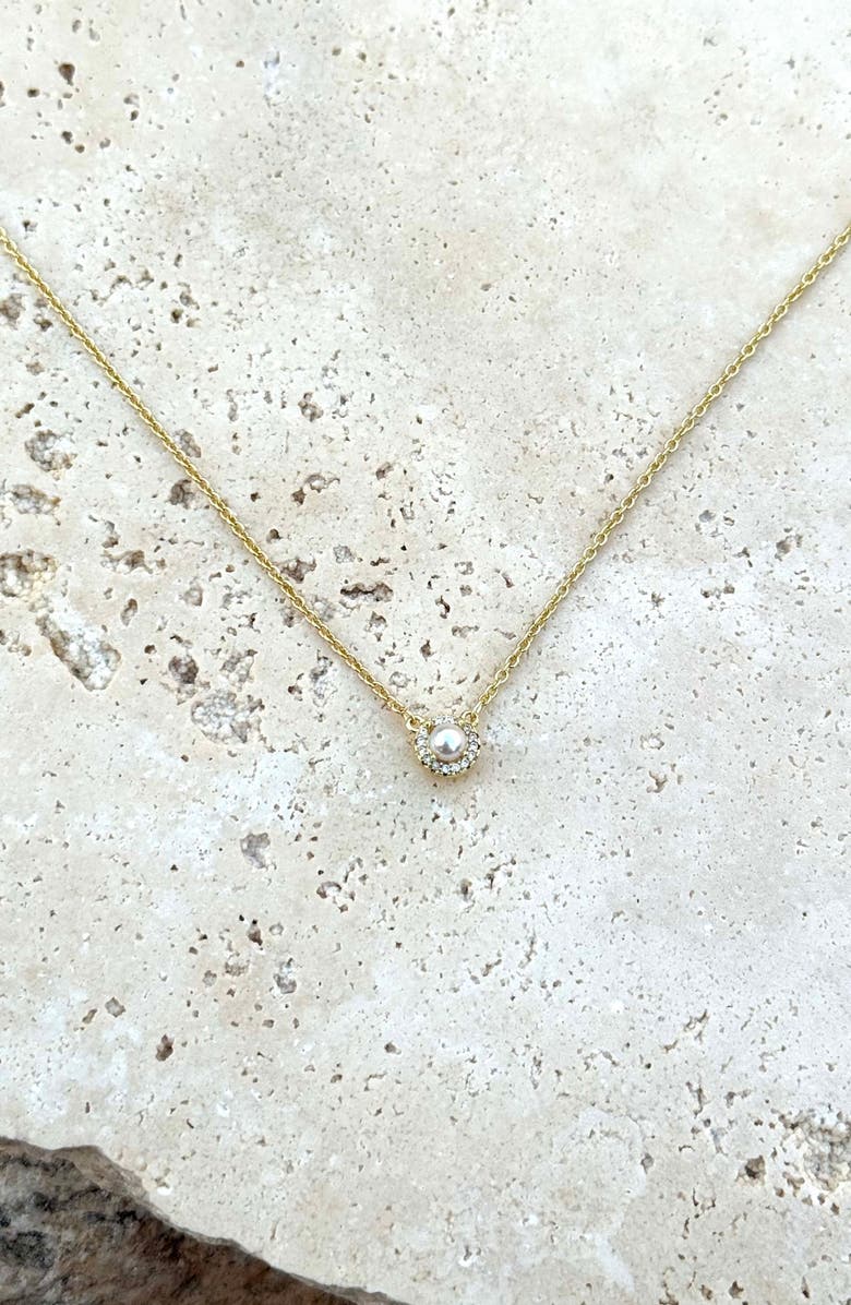 Adornia Freshwater Pearl & Crystal Halo Pendant Necklace, Alternate, color, Gold-White