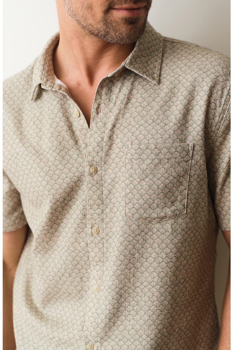 Stretch Selvage Short Sleeve Button-Up Shirt, Alternate, color, SAGE SHELL PRINT
