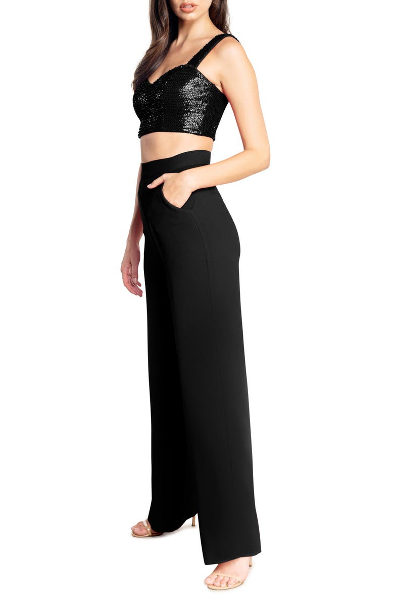 Dress the Population Olivia Sequin Crop Tank Top & Wide Leg Pants, Alternate, color, 