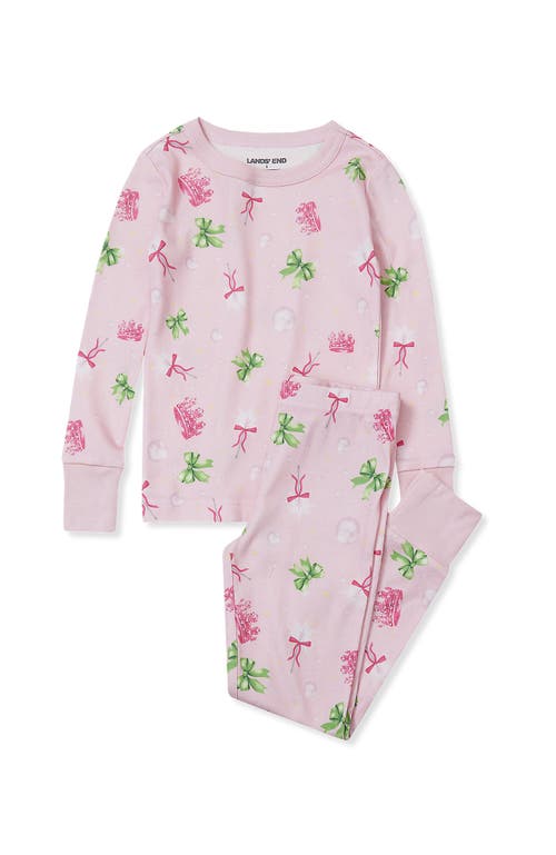 Lands' End Kids Pattern Snug Fit Pajama Set In Pink