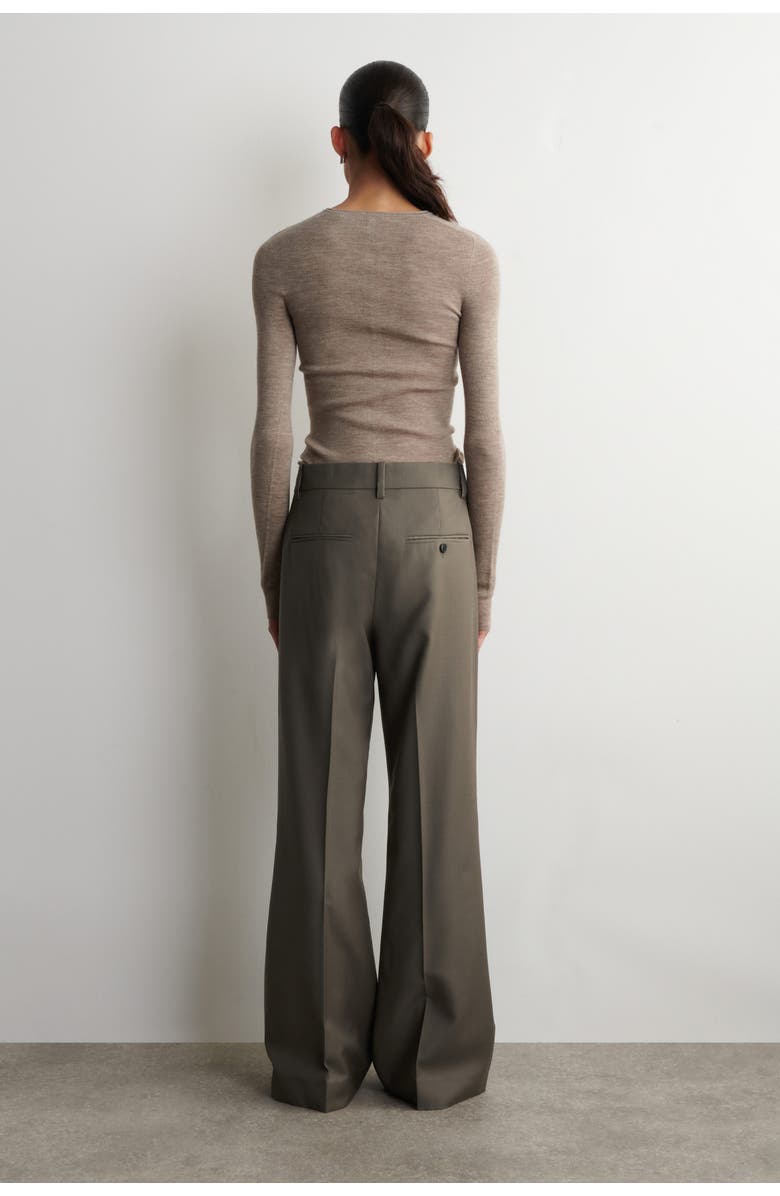 COS Tailored Wool-twill Bootcut Trousers, Alternate, color, Taupe