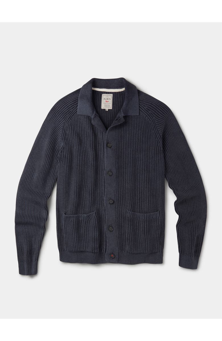 Aubin Martin Long Sleeve Collared Cardigan, Alternate, color, Navy