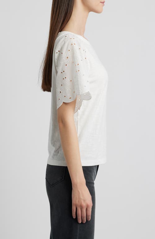 BEACHLUNCHLOUNGE BEACHLUNCHLOUNGE PERCY EYELET SLEEVE MIXED MEDIA TOP 