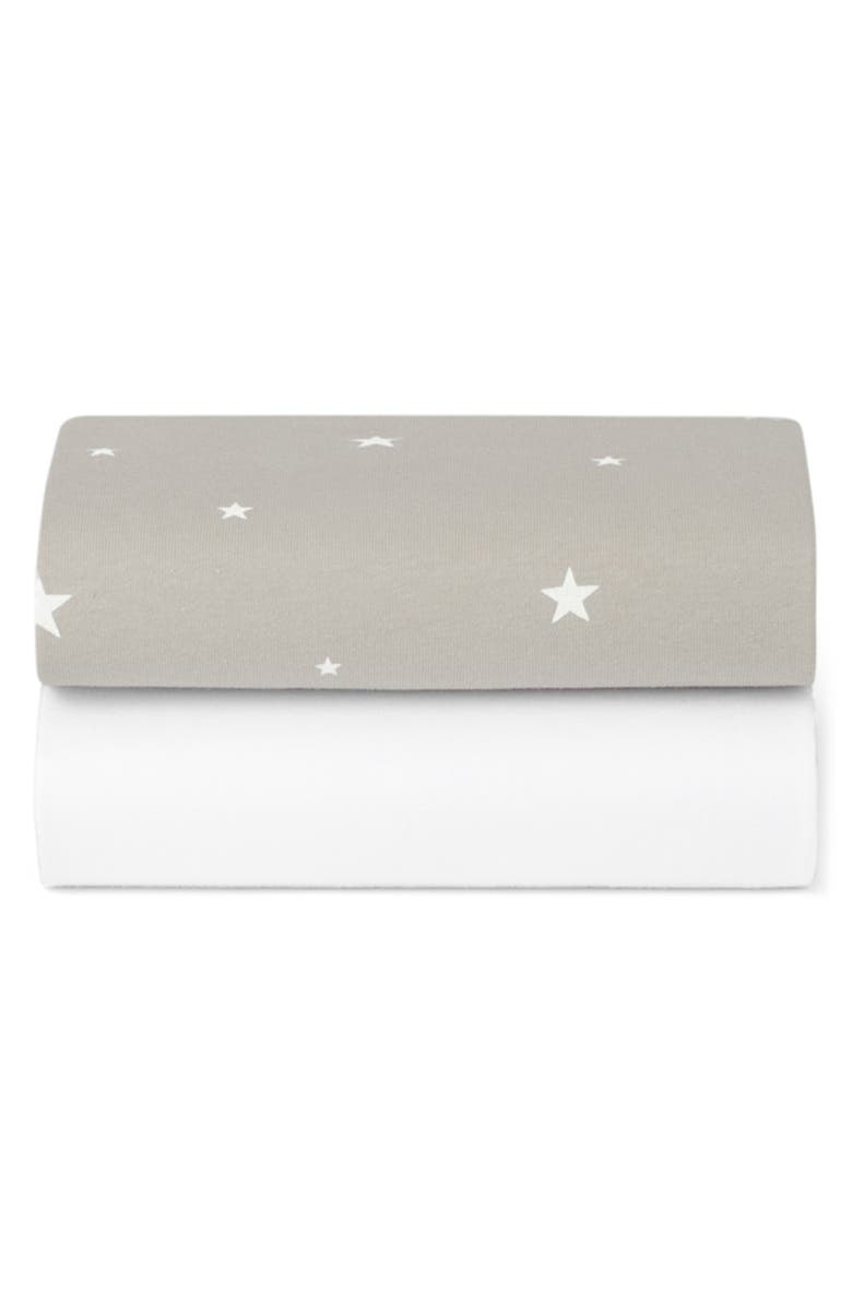 Snüz Pack of 2 Assorted Crib Sheets, Main, color, Grey/ Star