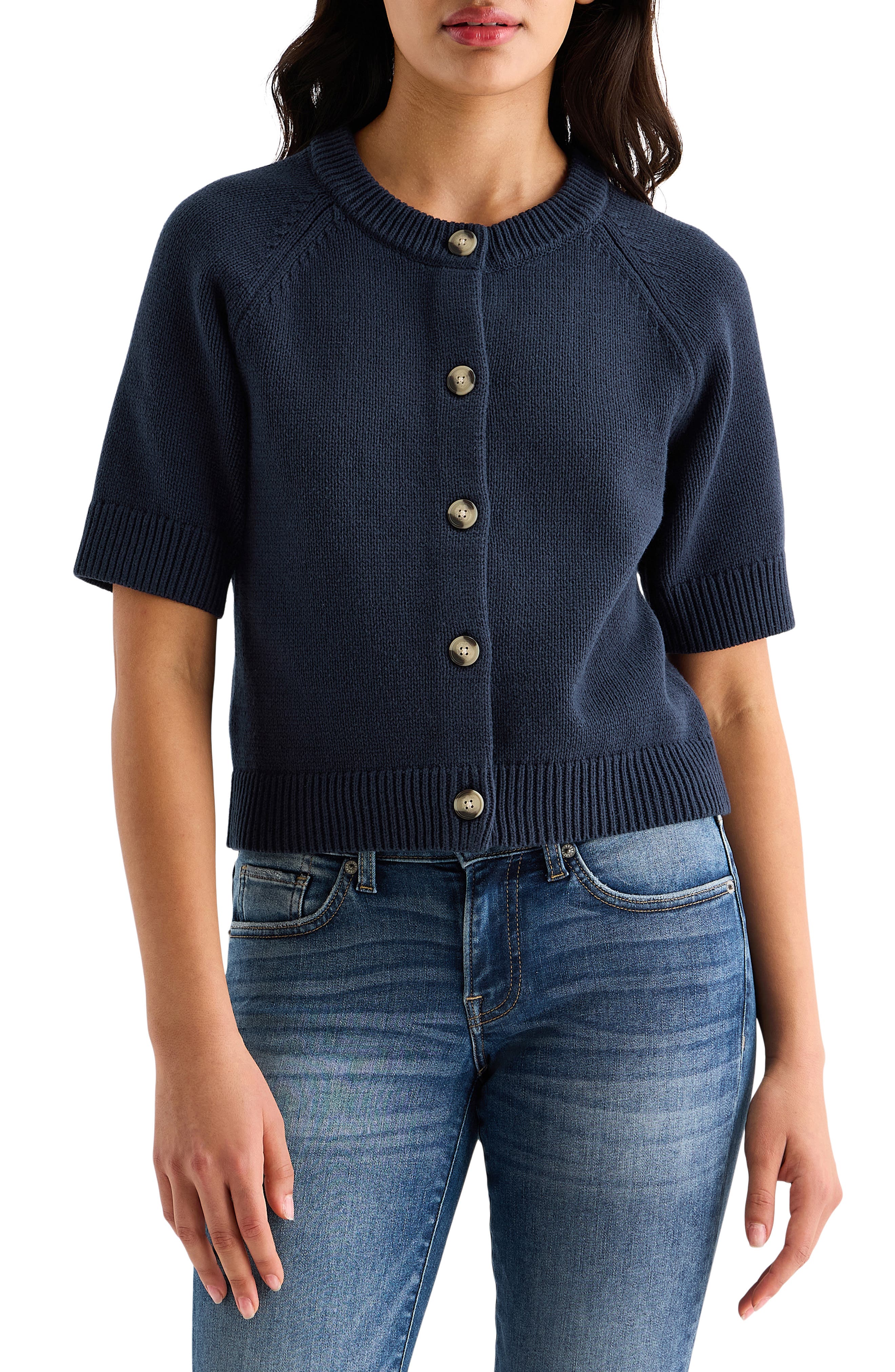 Lucky Brand Short Sleeve Crop Cardigan