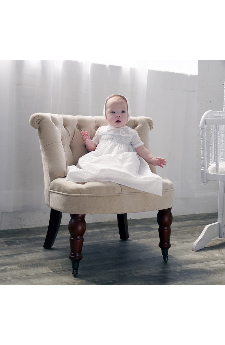 Carriage Boutique Smocked Christening Gown & Bonnet Set, Alternate, color, White