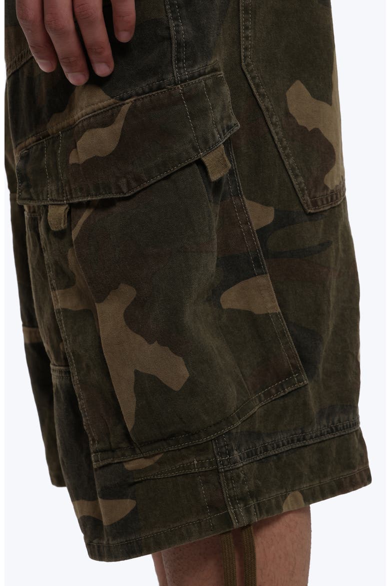 Camo Oversize Cotton Cargo Shorts, Alternate, color, CAMO