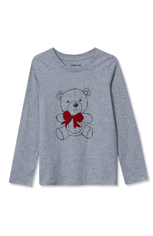 Lands' End Girls Plus Long Sleeve Graphic Tee In Gray