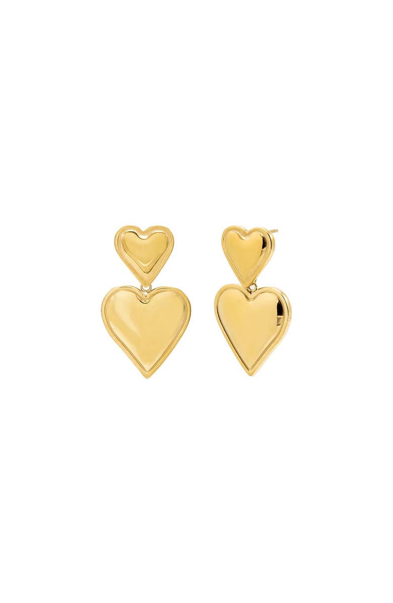 BY ADINA EDEN Solid Double Heart Drop Stud Earring, Main, color,