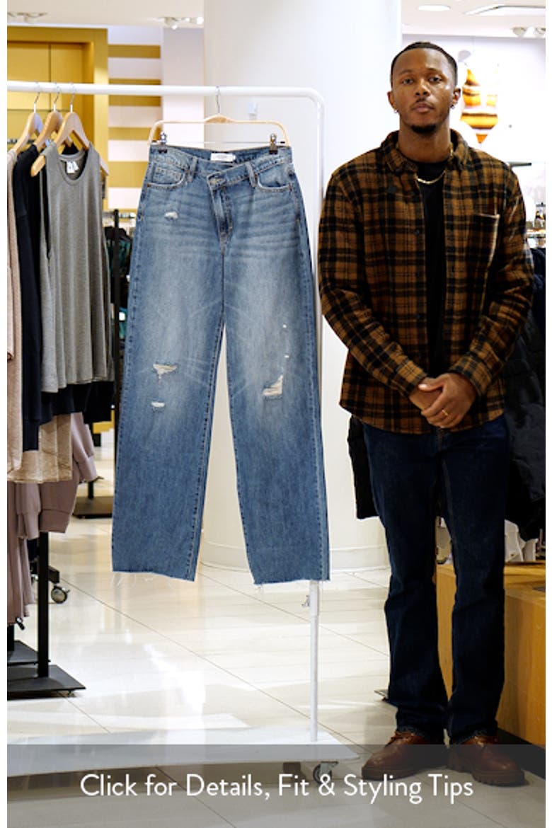 Raw Hem Crossover Waist Ankle Wide Leg Jeans video