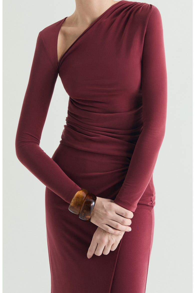 Asymmetrical Fluid T-Shirt, Main, color, Cherry