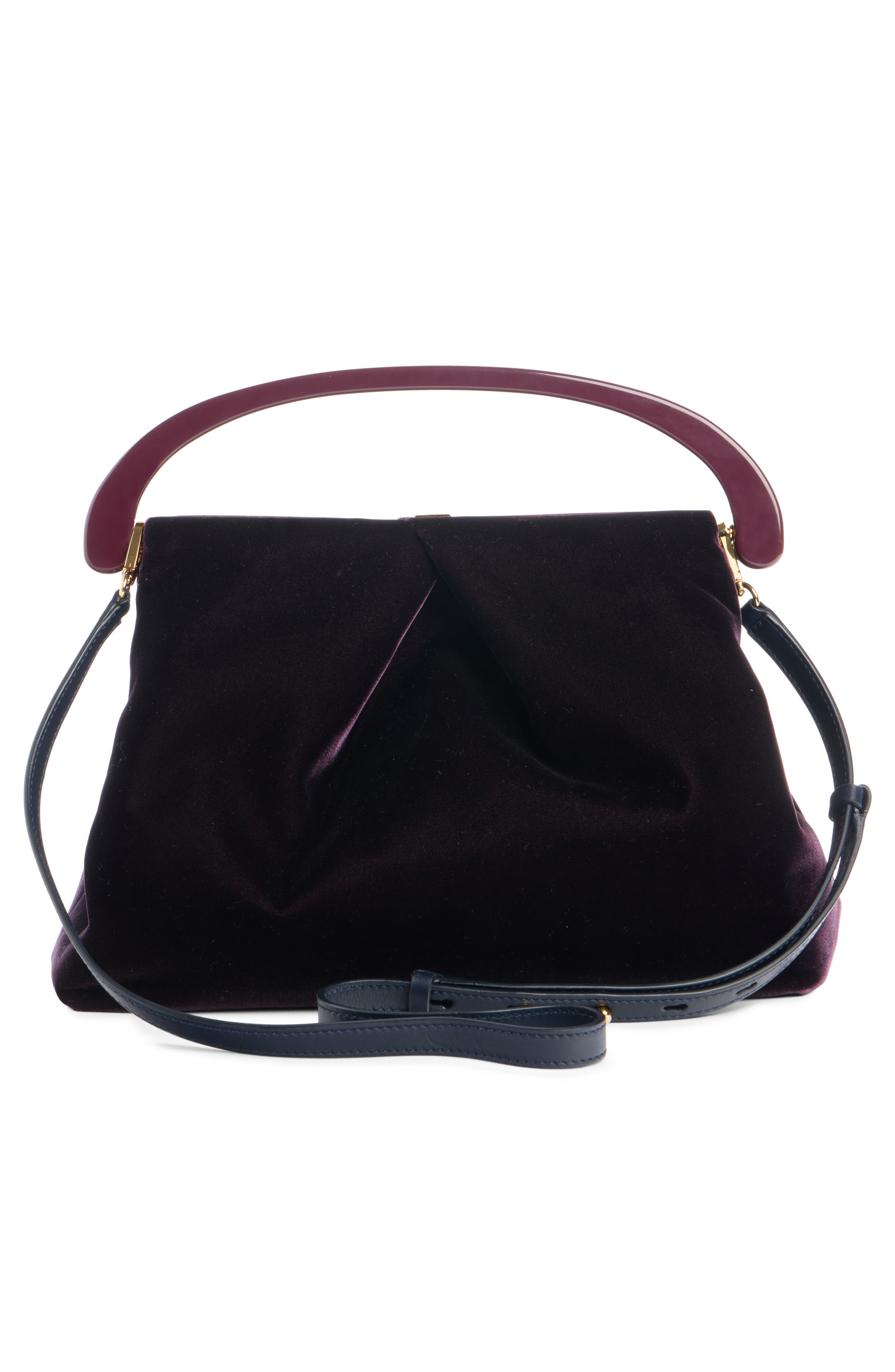 Dries Van Noten Folded Velvet Top Handle Bag, Alternate, color, Dark Purple 402