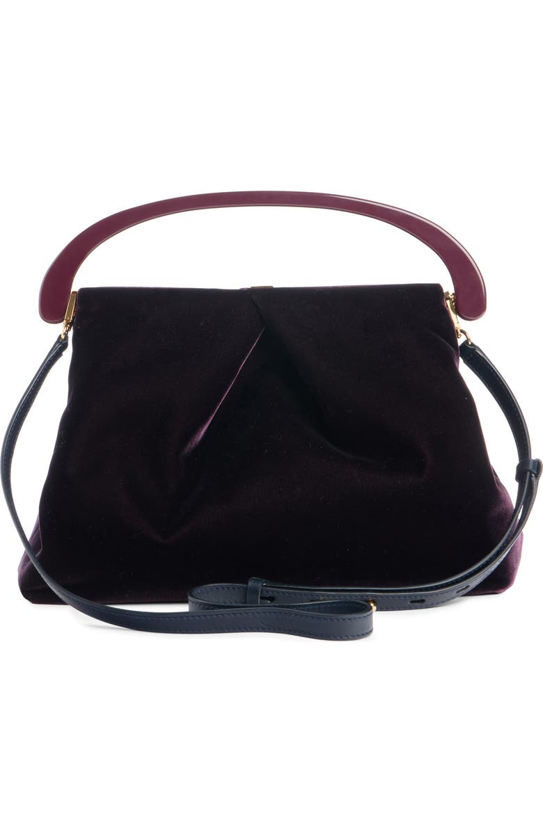 Dries Van Noten Folded Velvet Top Handle Bag, Alternate, color, Dark Purple 402