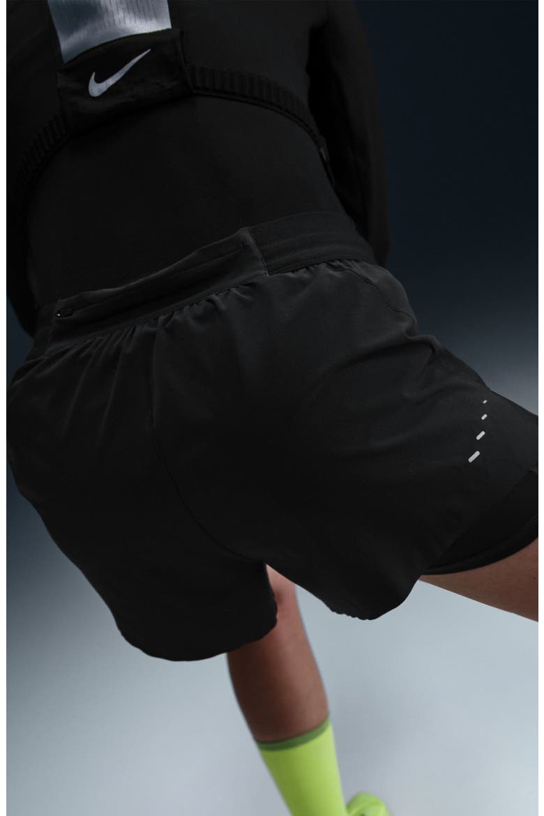 Swift Dri-FIT Mid-Rise 2-in-1 Running Shorts, Alternate, color, BLACK/ REFLECTIVE SILVER