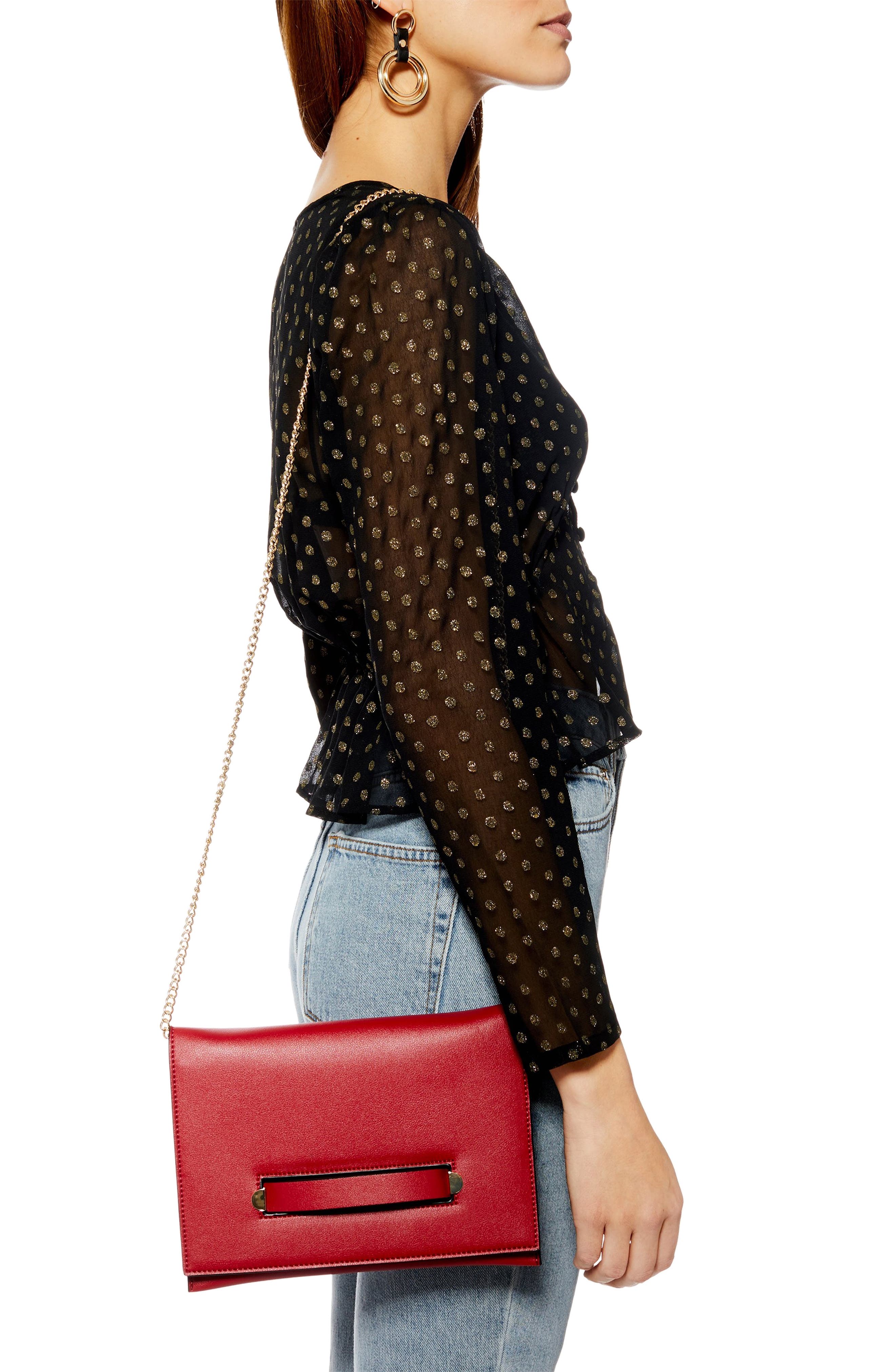 Topshop Brogan Clutch, Alternate, color, 