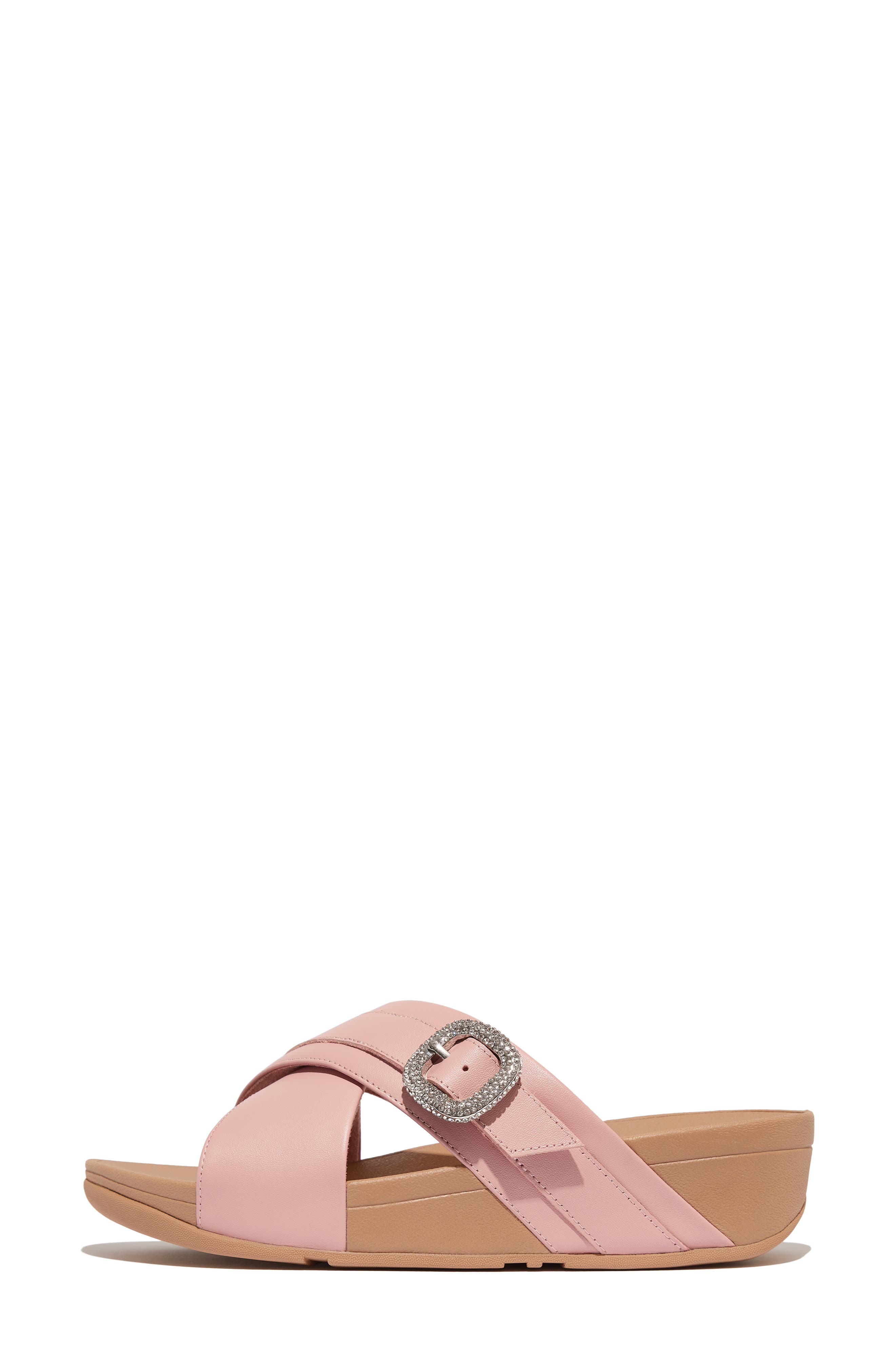 Lulu Crystal Buckle Platform Slide Sandal, Alternate, color, SOFT BLUSH