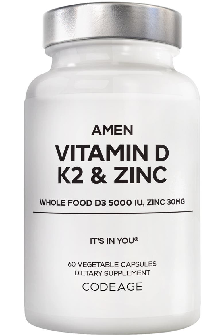 Amen Vitamin D, K2 & Zinc Supplement, Main, color, White