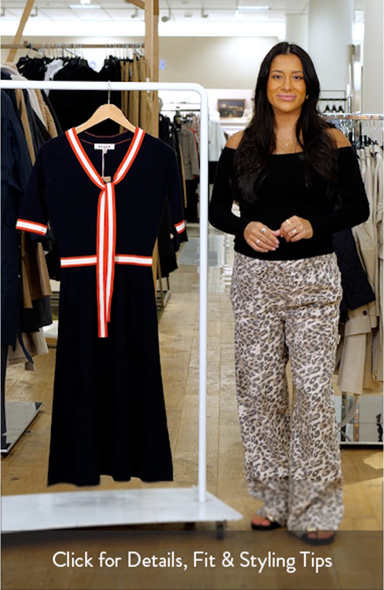 Tipped Bow Cotton & Wool Fit & Flare Dress, sales video thumbnail