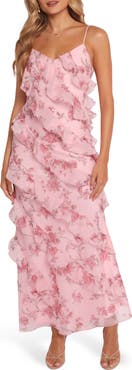 Petal & Pup Ciao Floral Ruffle Chiffon Gown