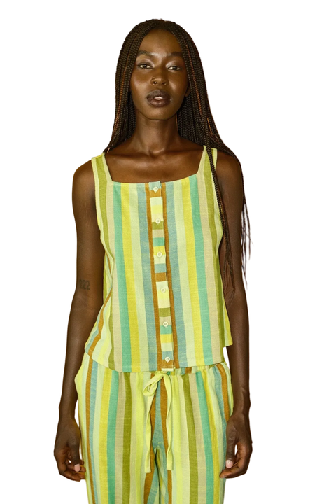 Anu Button-up Square Neck Tank Top