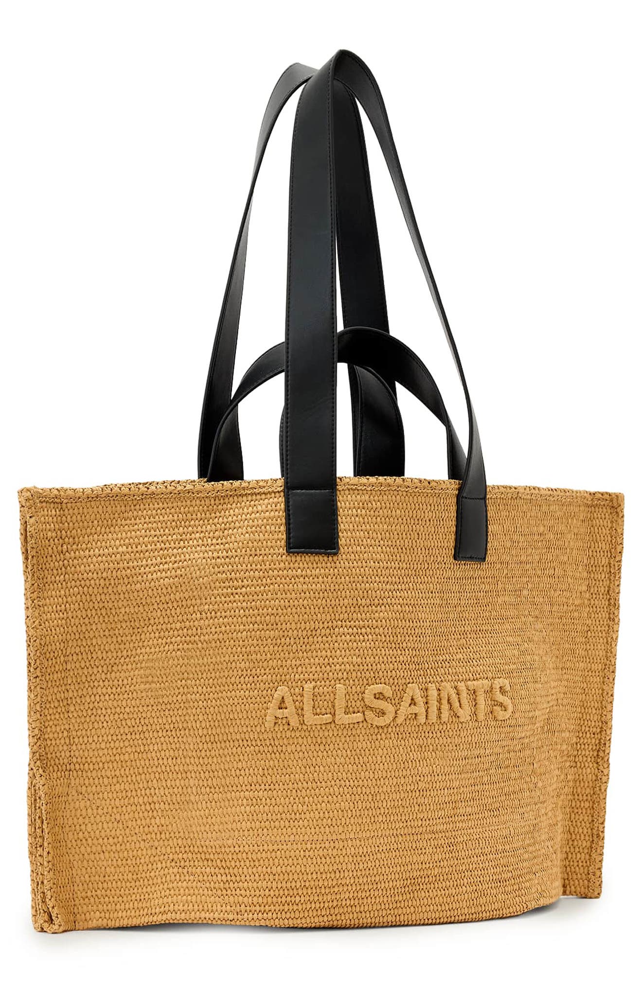 AllSaints Lutece Paper Straw Tote, Alternate, color, Biscuit Brown