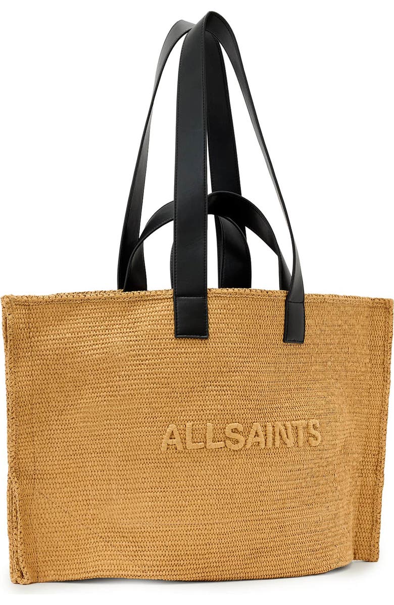 AllSaints Lutece Paper Straw Tote, Alternate, color, Biscuit Brown