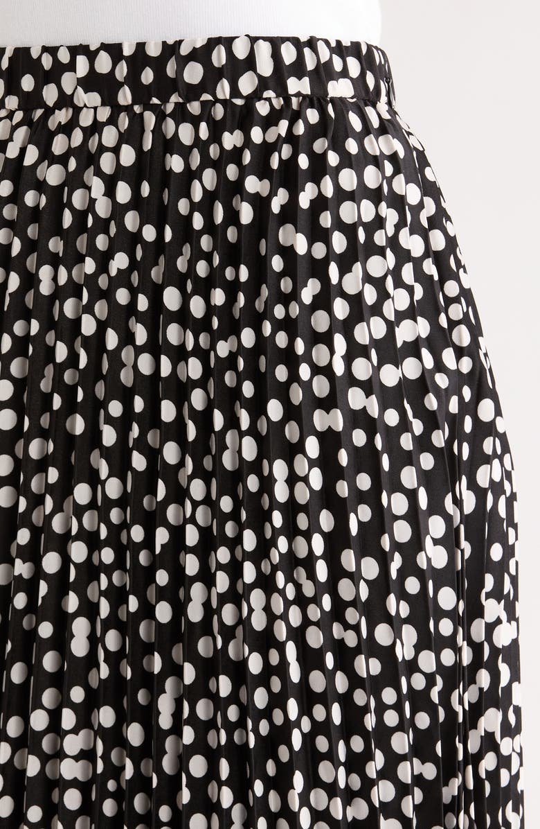 Halogen<sup>®</sup> Pleated Polka Dot Elastic Waist Skirt, Alternate, color, Rich Black