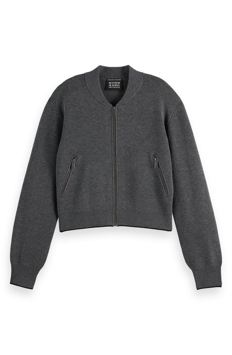 Scotch & Soda Compact Knit Crop Bomber Cardigan, Alternate, color, 