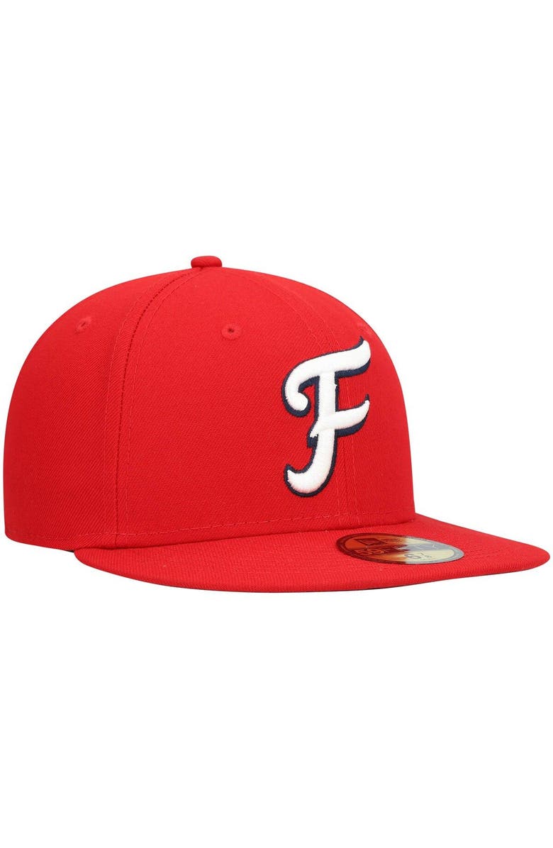 New Era Men's New Era Red Fredericksburg Nationals Home Authentic Collection 59FIFTY Fitted Hat, Alternate, color,