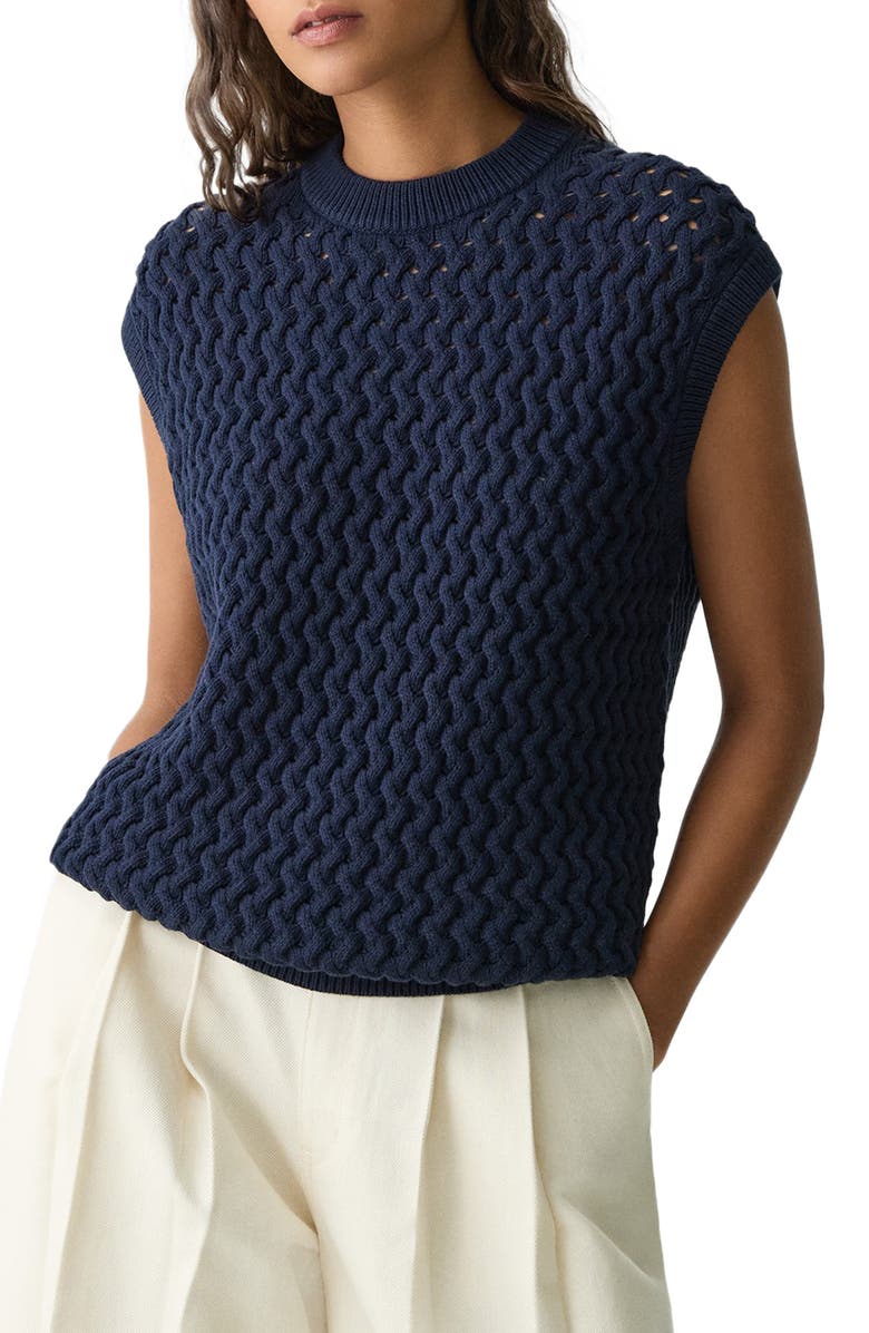 Theory Open Stitch Sweater Vest, Alternate, color, Navy
