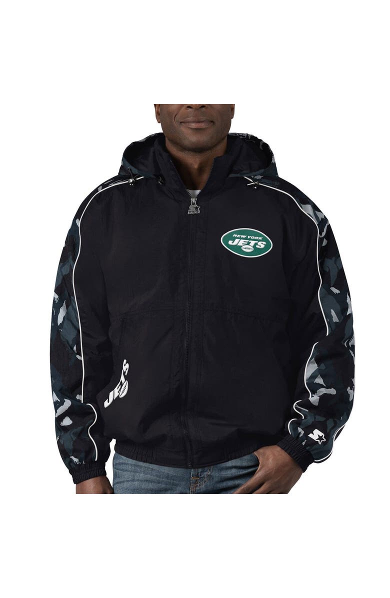 STARTER Men's Starter Black New York Jets Thursday Night Gridiron Full-Zip Hoodie, Main, color,