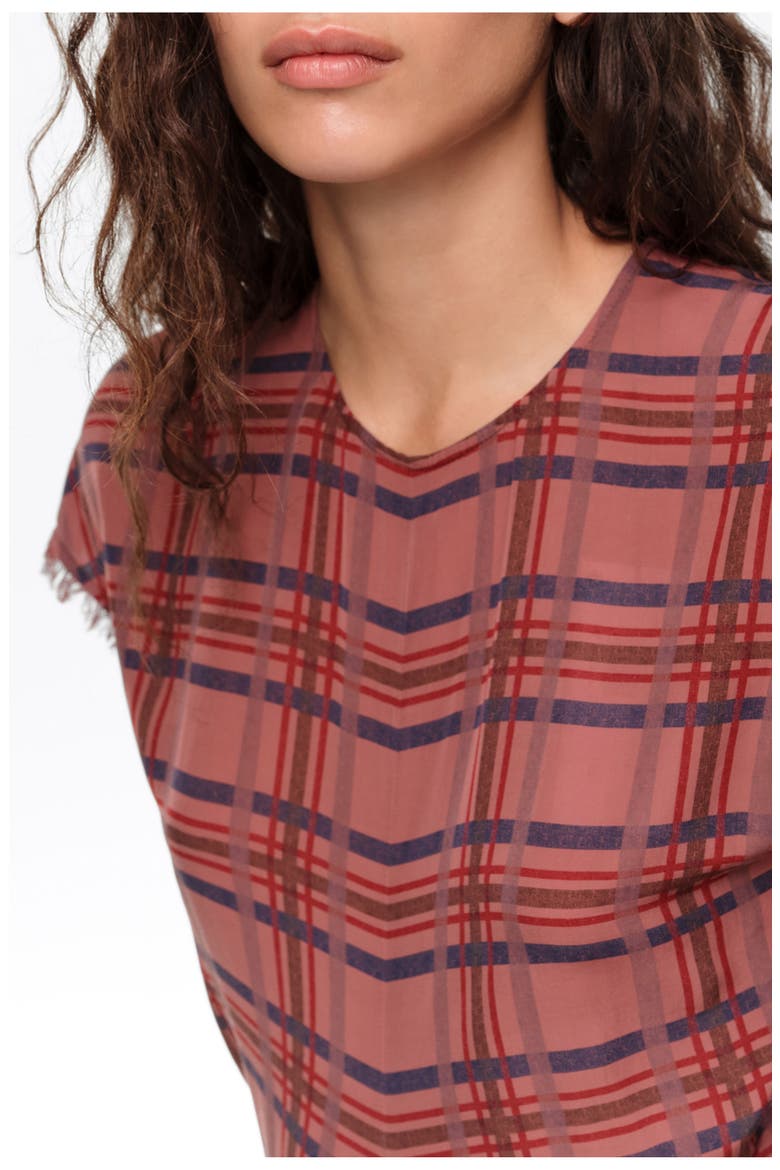 Checked Fluid Midi Dress with Flare, Alternate, color, GARNET