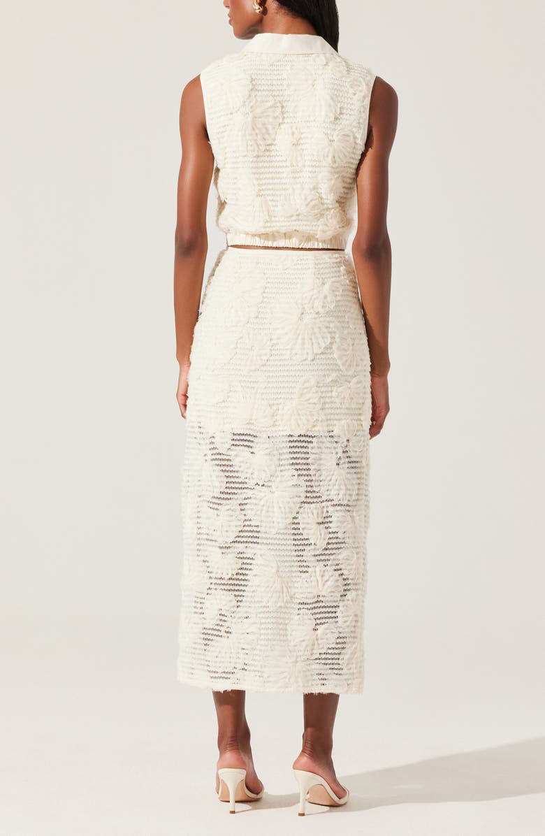 ASTR the Label Sol Flower Appliqué Open Stitch Skirt, Alternate, color, Cream