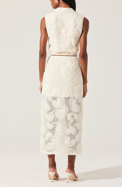 Astr The Label Sol Flower Appliqué Open Stitch Skirt In Cream