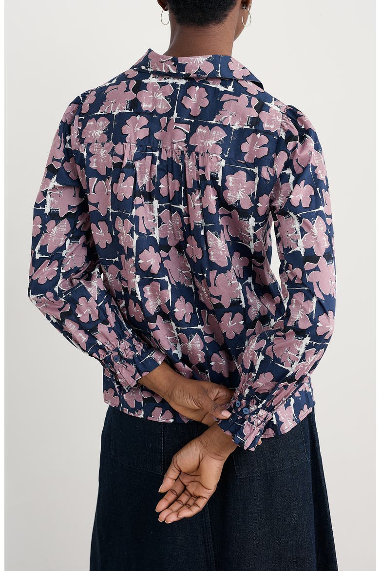 Ysella Organic Cotton Button-Up Shirt, Alternate, color, MONOPRINT FLORAL MARITIME