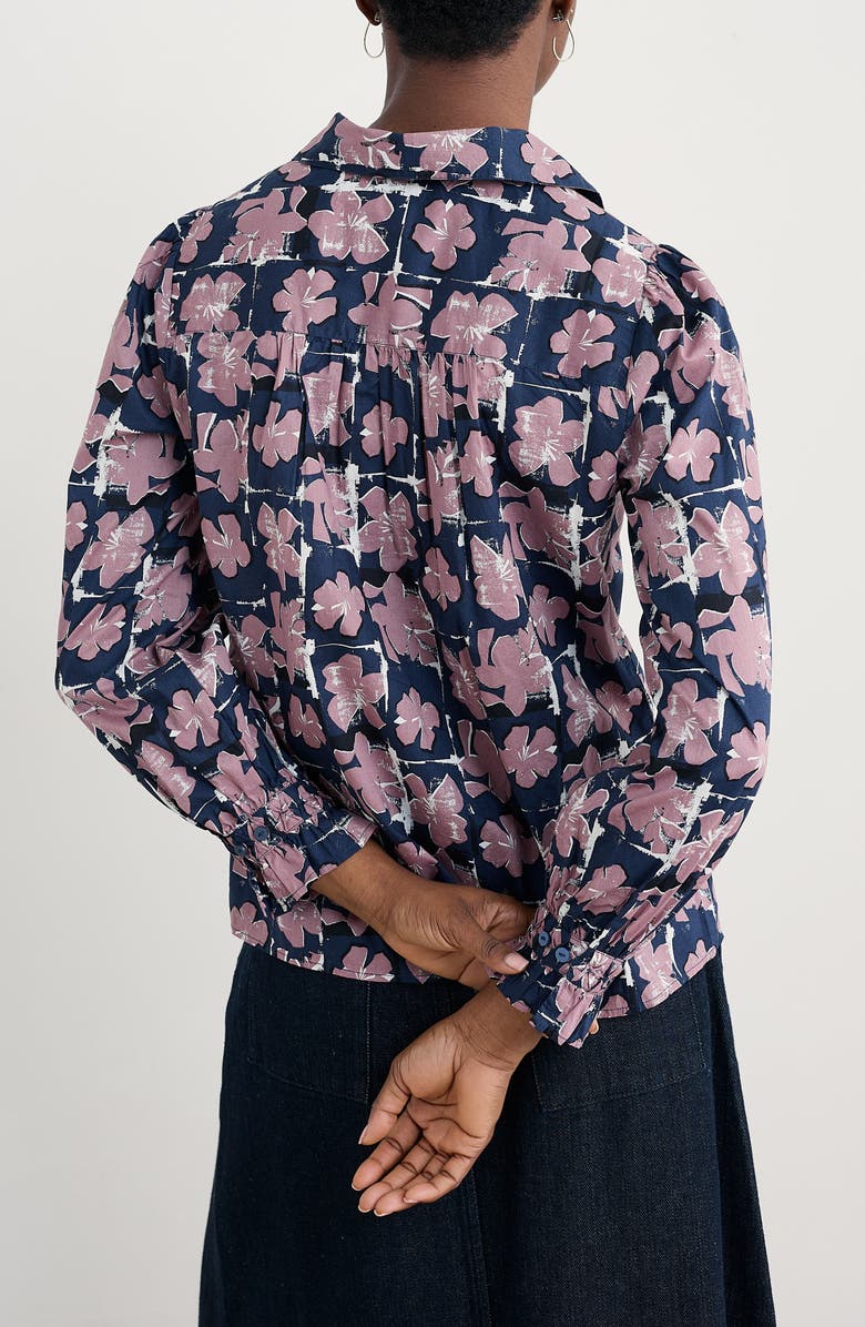 Seasalt Cornwall Ysella Organic Cotton Button-Up Shirt, Alternate, color, Monoprint Floral Maritime