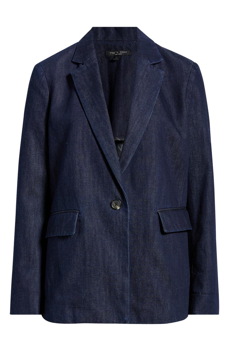 rag & bone Jennie One-Button Denim Blazer, Alternate, color, Indigo