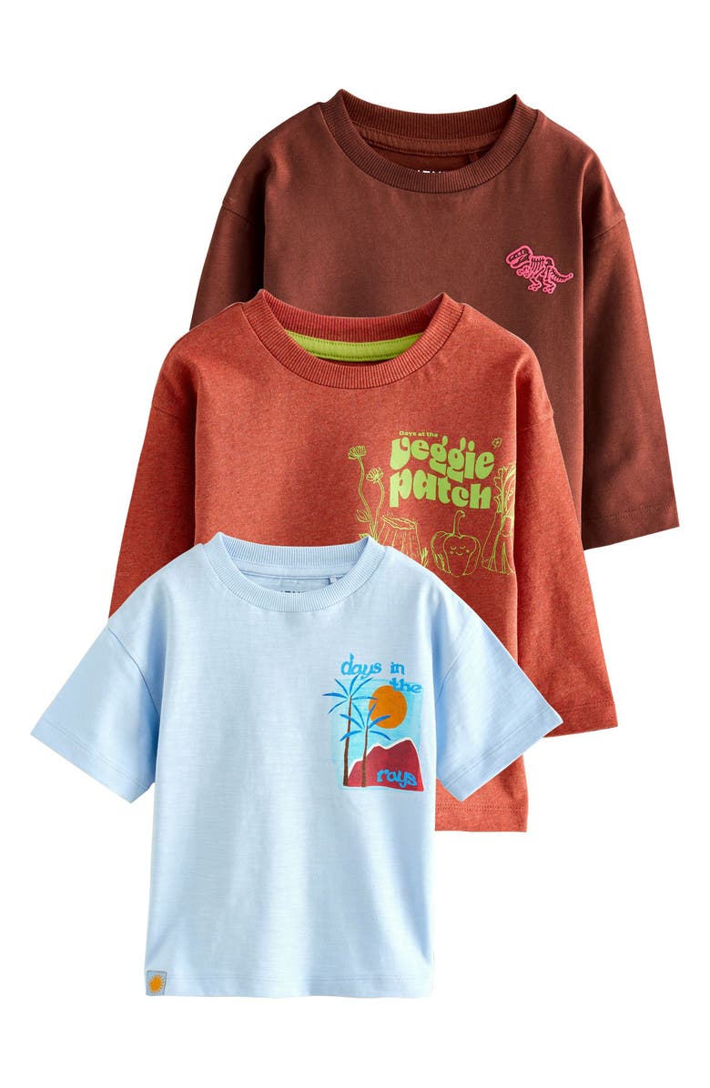 NEXT Kids' Assorted 3-Pack Graphic T-Shirts, Main, color, Blue