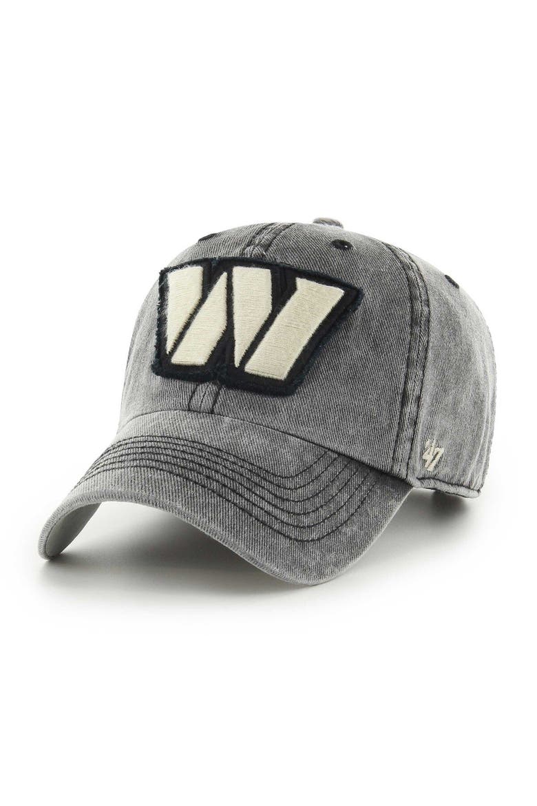 Men's '47 Black Washington Commanders Esker Clean Up Adjustable Hat, Main, color, Black