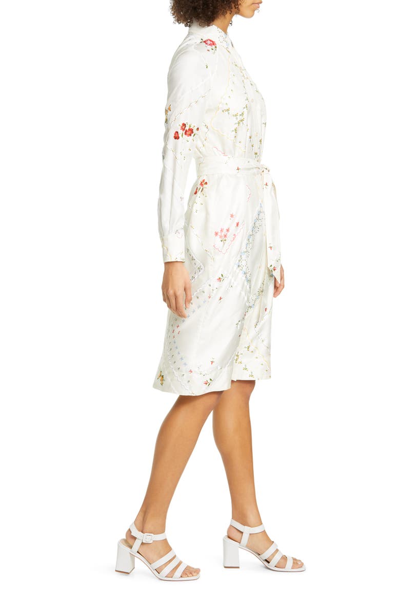 Long Sleeve Floral Silk Shirtdress, Alternate, color, AFTERNOON TEA